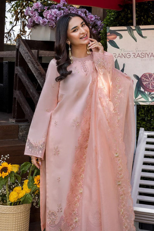 Saroya Luxury Lawn Stitched 3 Piece Suit – Soft Peach